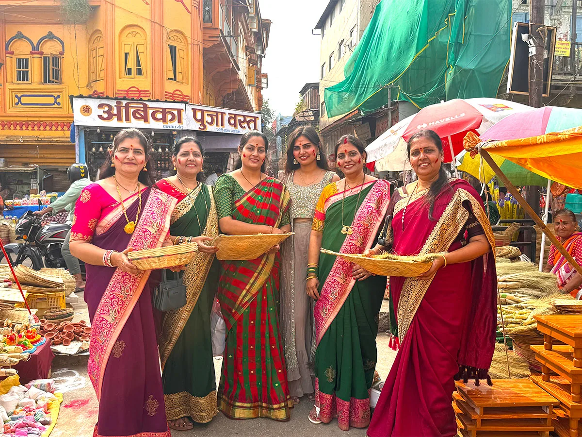 Women shopping for Lakshmi Pujan during festive Diwali season