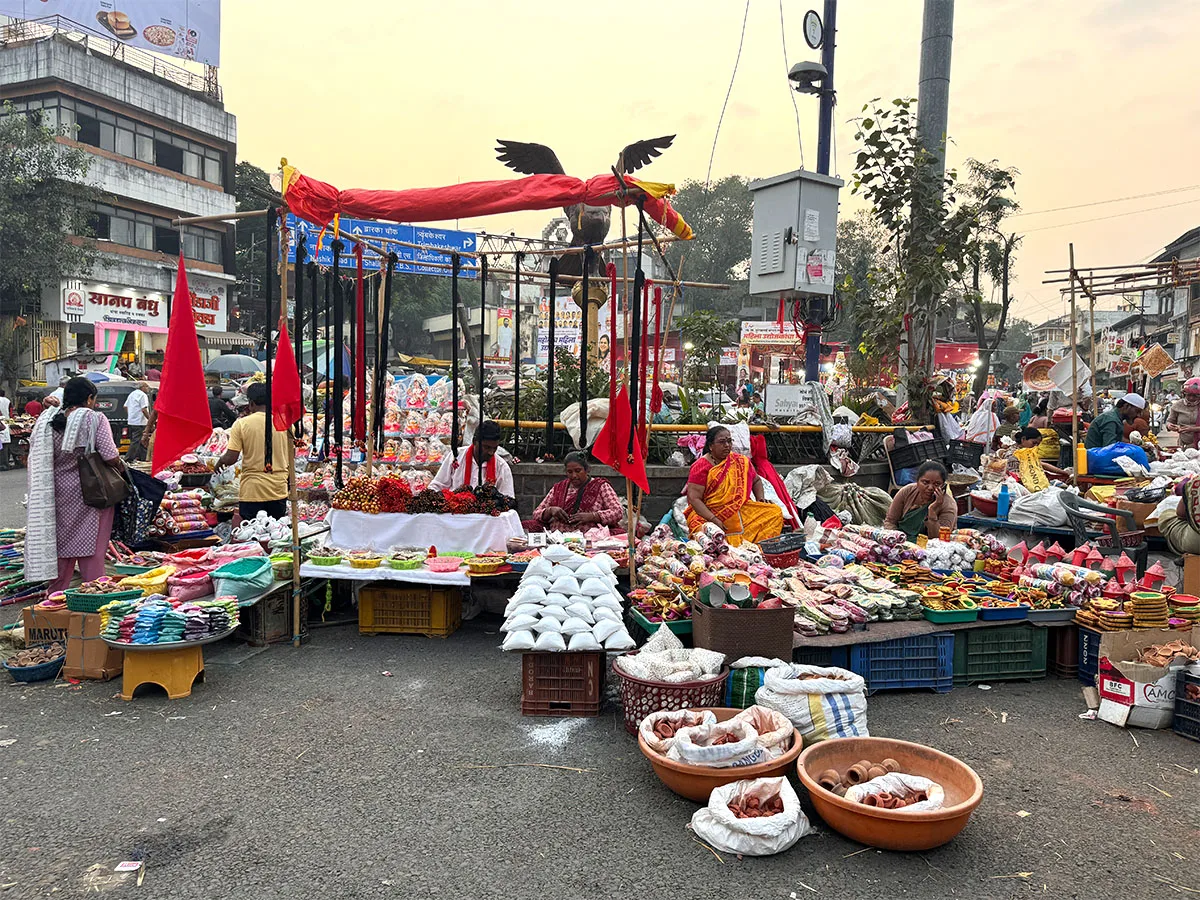 Street vendors selling Diwali items days prior to the festival