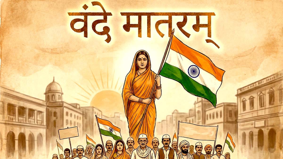 Vande Mataram Lyrics in Hindi Meaning Kisne Likha Geet Images