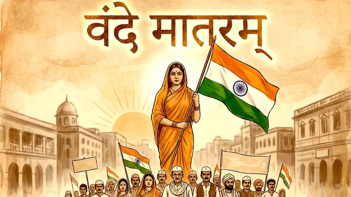 Vande Mataram Lyrics in Hindi Meaning Kisne Likha Geet Images