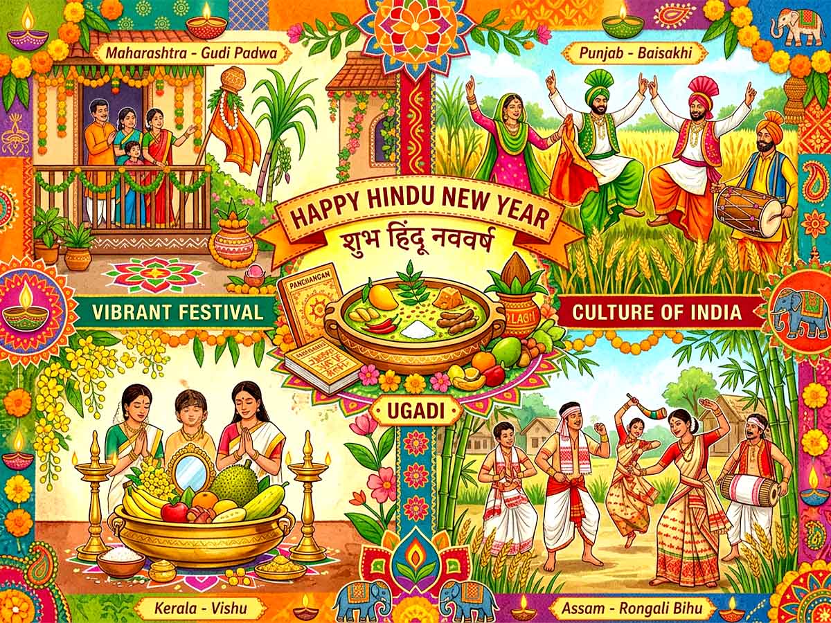 Hindu New Year celebrated under various names like Gudi Padwa, Vishu, Ugadi, Baishakhi across India 