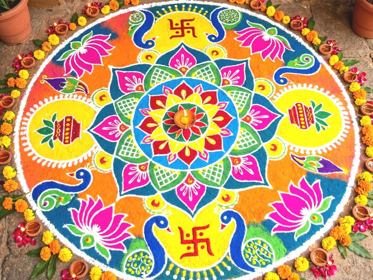 Rangoli decorations during Diwali 2026
