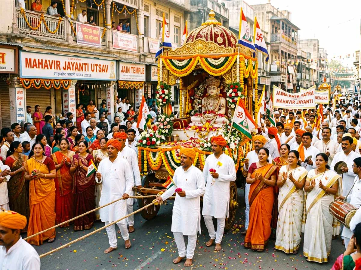 Mahavir Jayanti 2026 Rath Yatra procession carried by Jain community