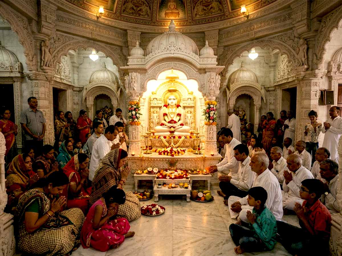 Mahavir Jayanti 2026 Devotees worshipping at Jain Temple