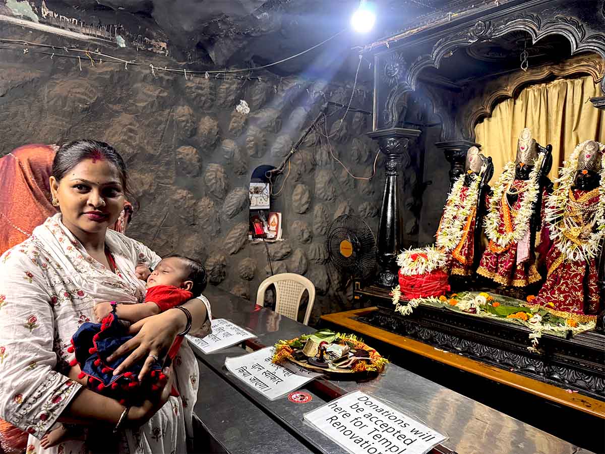 Devotees taking darshan inside Sita Gufa temple. Photos July 2026