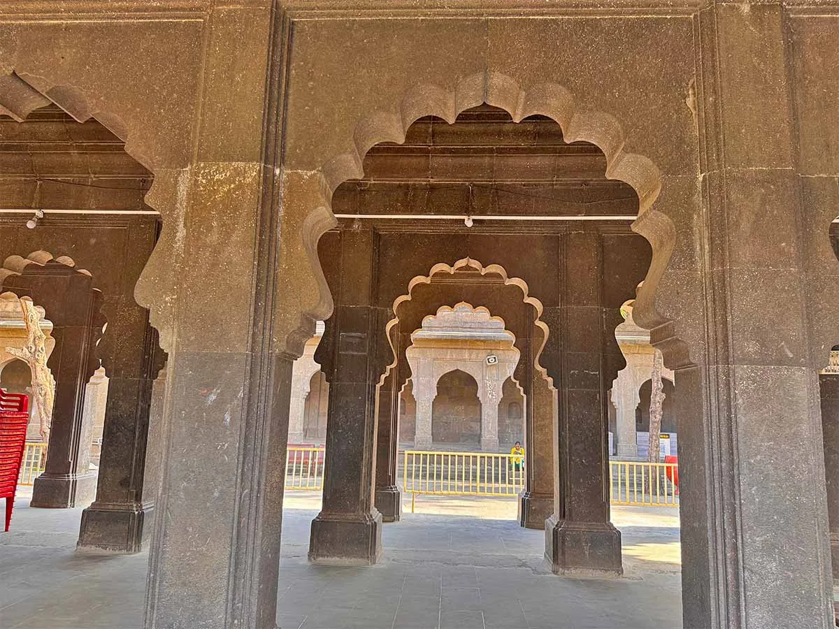 Sculpted arches of the Sabha Mandap at Kalaram Temple Nashik