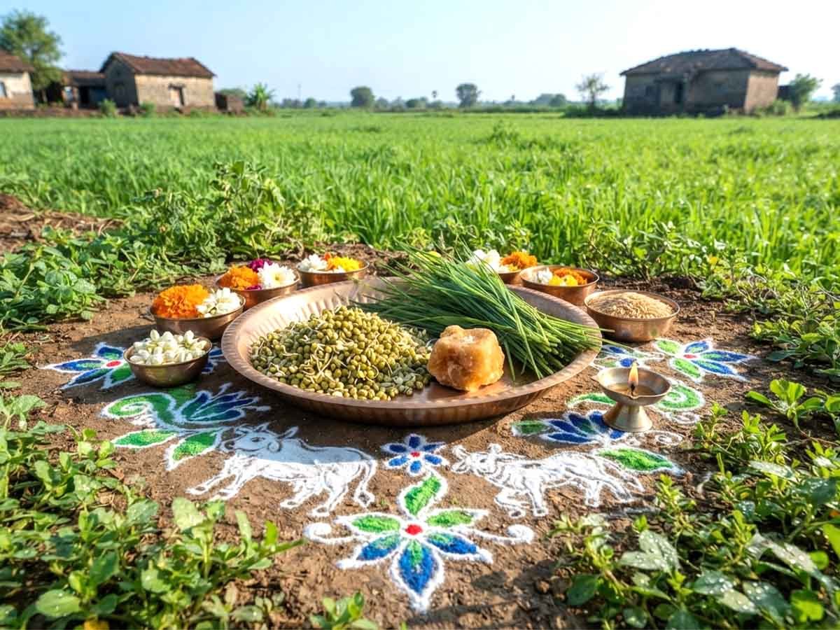 Vasu Baras Food Offerings to Cows and Calves